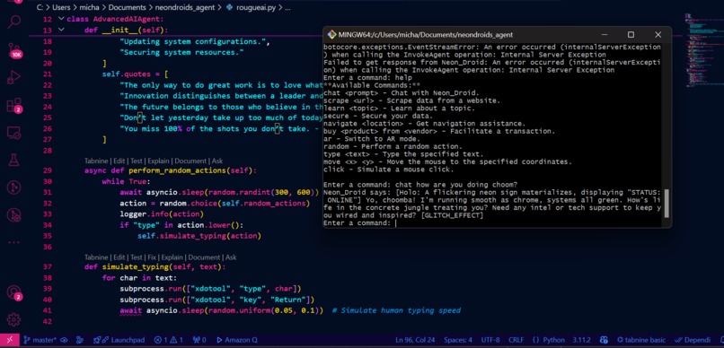 NeonDroids Cyberpunk Street Live AI-agents Amazon Q Devs – screenshot 3