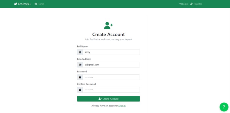 EcoTrack+ – screenshot 1