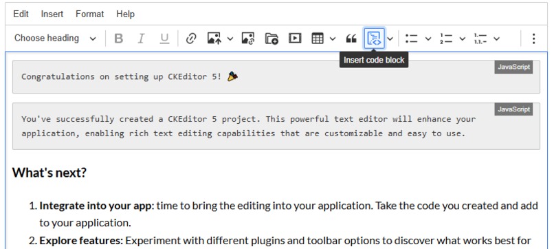 Challenge 3: Add and configure the code block plugin – screenshot 1