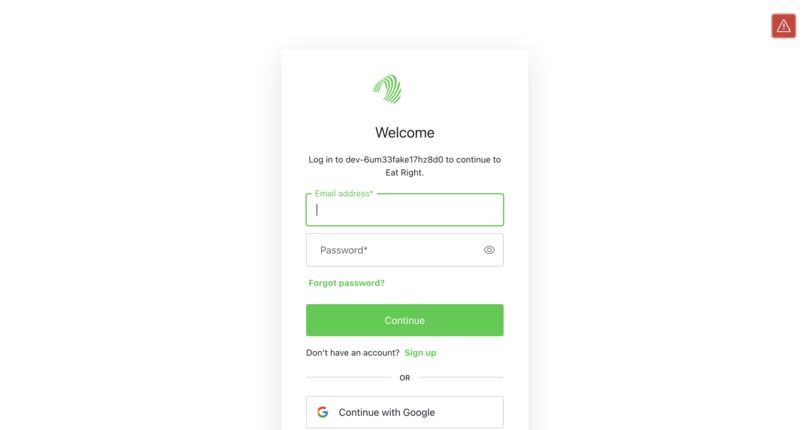 Customized auth0 login box – screenshot 1