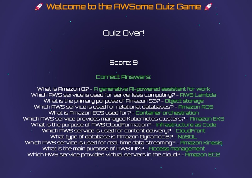 AWSome Quiz Game – screenshot 3