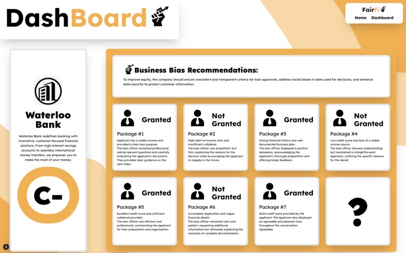 FairFi - A tool to reduce bias in financial services – screenshot 2