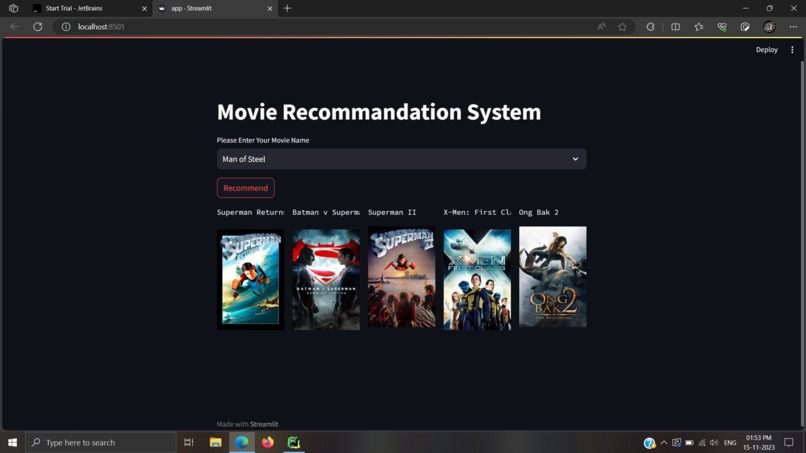 Movie-Recommender-System using ML – screenshot 1
