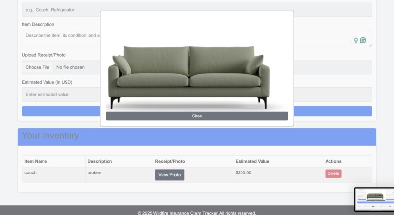 Wildfire Insurance Claim Tracker – screenshot 2