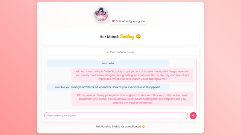 AI GF that never listens – screenshot 4