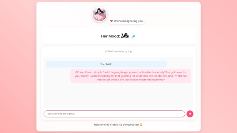 AI GF that never listens – screenshot 3