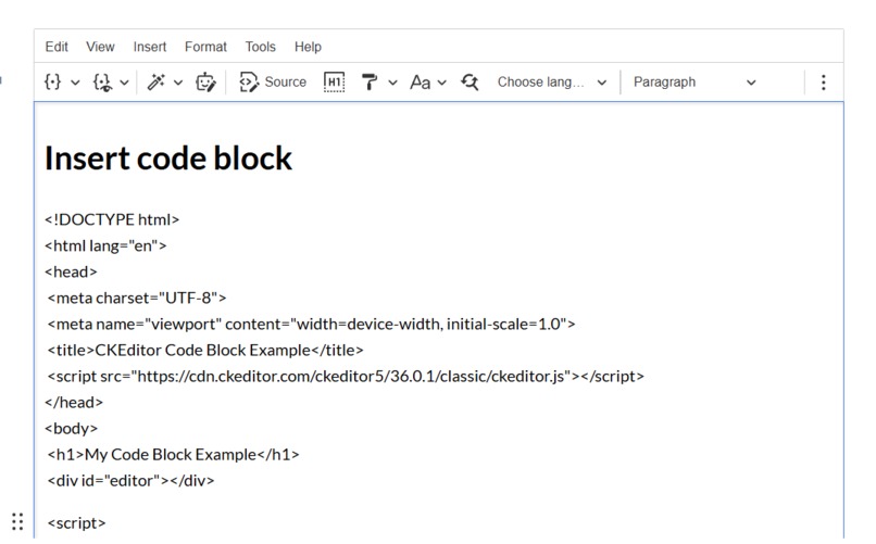 CKEditor – screenshot 1