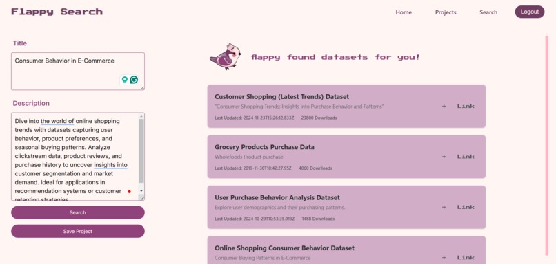 Flappy Search: AI for Finding Datasets – screenshot 2