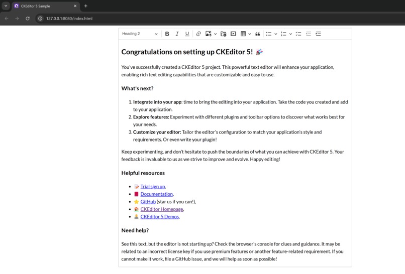 Starter Project Using CK Editor – screenshot 1