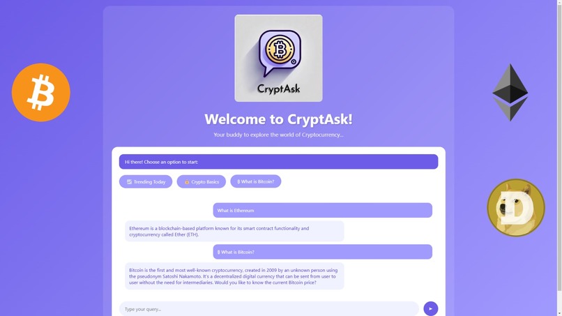 CryptAsk- a cryptocurrency chatbot – screenshot 3
