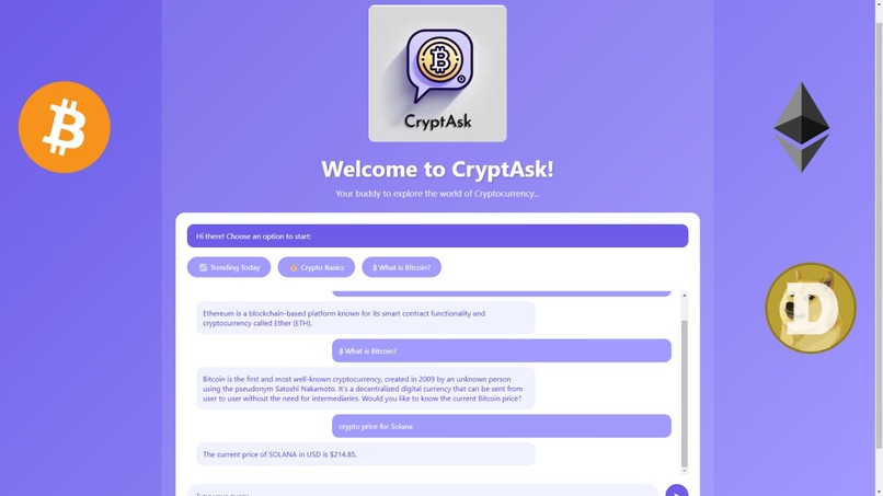 CryptAsk- a cryptocurrency chatbot – screenshot 4