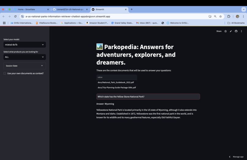 A US National parks Information retriever chatbot – screenshot 4