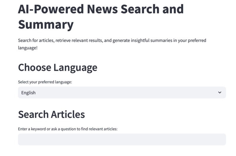 AI-Powered News Search and Summary – screenshot 1
