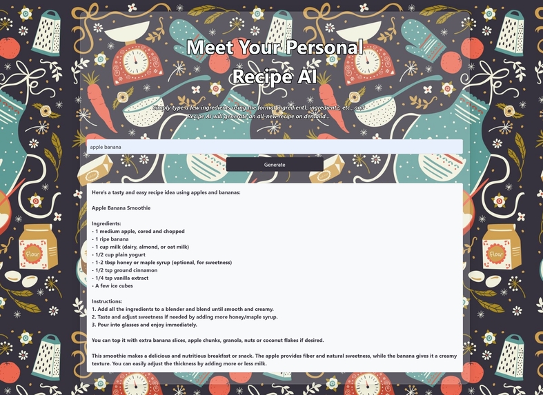 AI recipe generator – screenshot 1