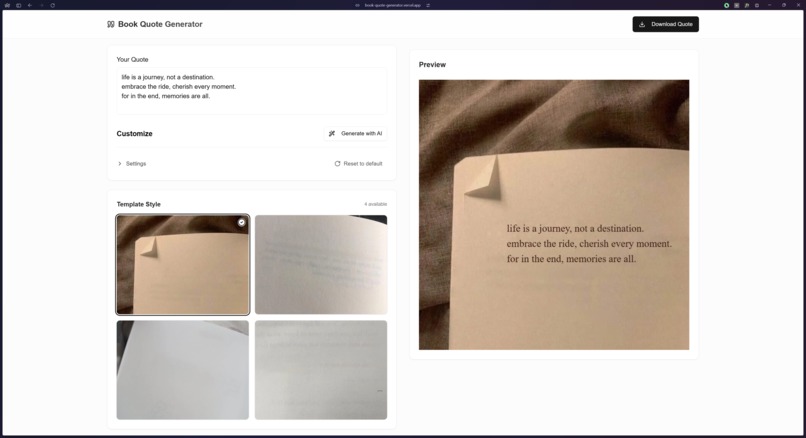 Book Quote Generator – screenshot 1