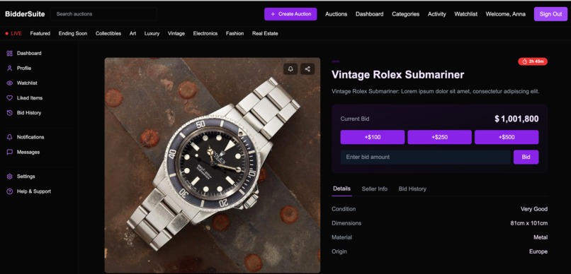 BidderSuite – screenshot 2