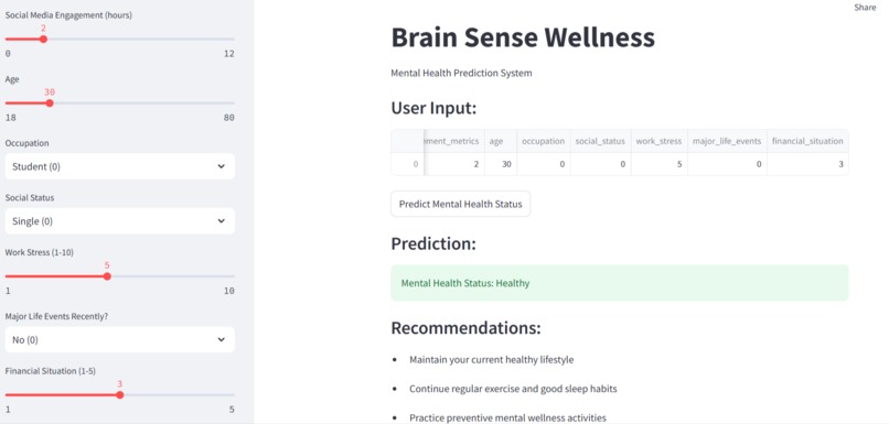 BRAIN SENSE WELLNESS using MACHINE LEARNING – screenshot 2