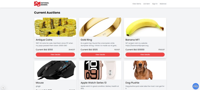 National Bidders of Canada – screenshot 2