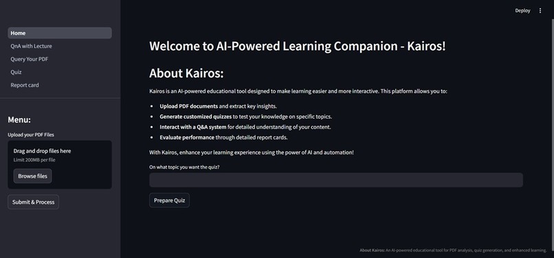 AI-Powered Learning Companion (Kairos) – screenshot 1