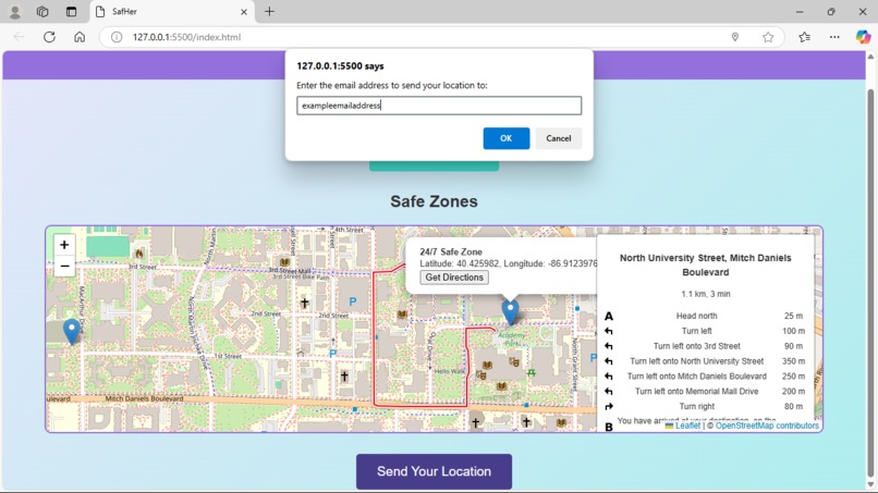 SafHer – screenshot 2