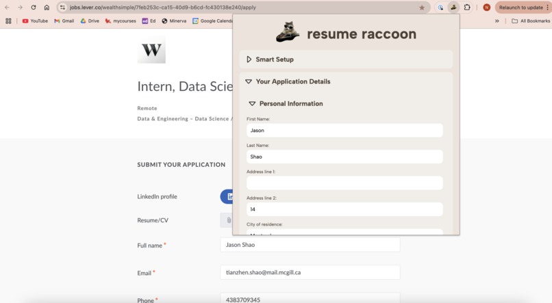 Resume Racoon – screenshot 1