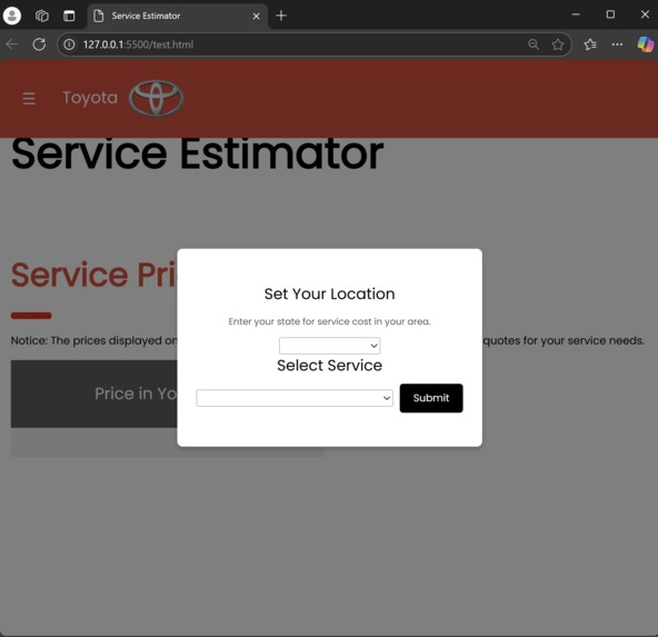 Toyota Service Cost Estimator – screenshot 1