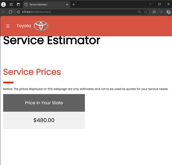 Toyota Service Cost Estimator – screenshot 2