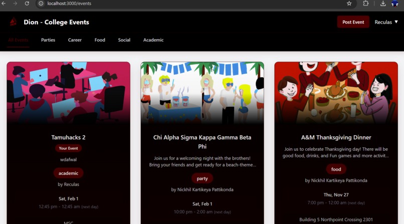 Dion - College Events – screenshot 2