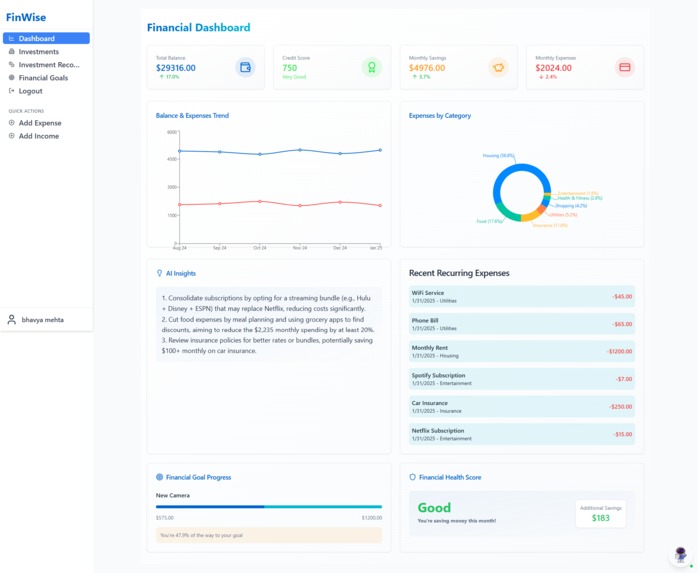 FinWise – screenshot 2