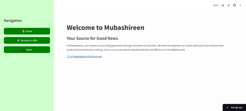 Mubashireen website – screenshot 1