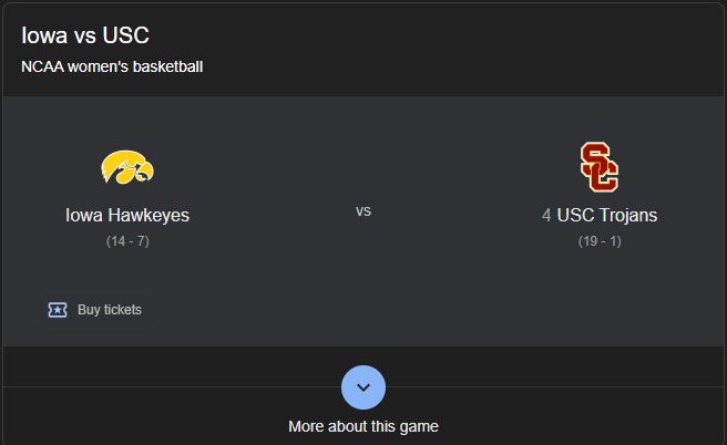 Watch NCAA Basketball: USC at Iowa on February 2, 2025 – screenshot 1
