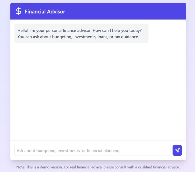 Finance Advisor Chatbot – Your AI-Powered Financial Guide – screenshot 1