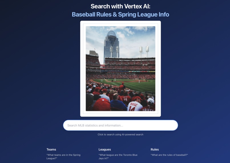 Challenge 1: MLB Search App using Vertex AI Agent Builder  – screenshot 1