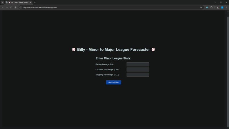 ⚾ Billy - Minor to Major League Forecaster ⚾ – screenshot 1