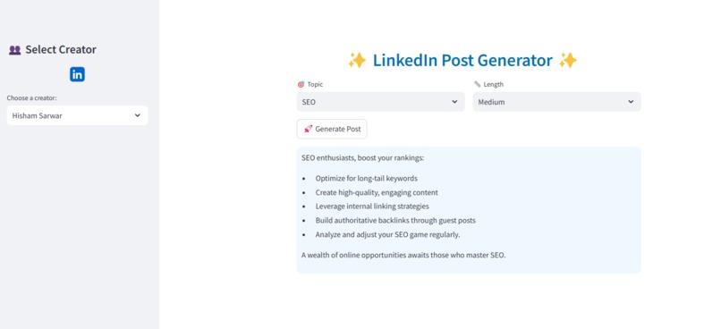 LinkedIn-Posts-Generator – screenshot 1