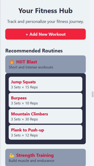 Fitness App – screenshot 1