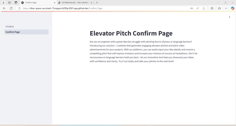 Elevator Pitch Chatbot with Video and Human-like Speech – screenshot 2