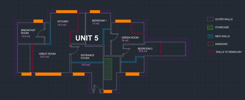 Apartment Floor Plan Reconstruction (Made using AutoCAD) – screenshot 1