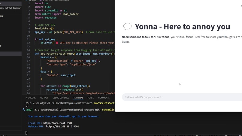 Yonna: The Chatbot You Love to Hate – screenshot 1