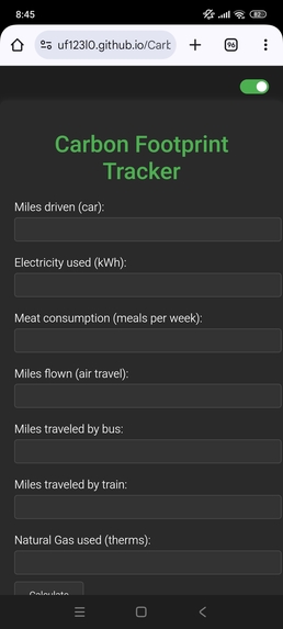 Carbon Footprint Tracker  – screenshot 1