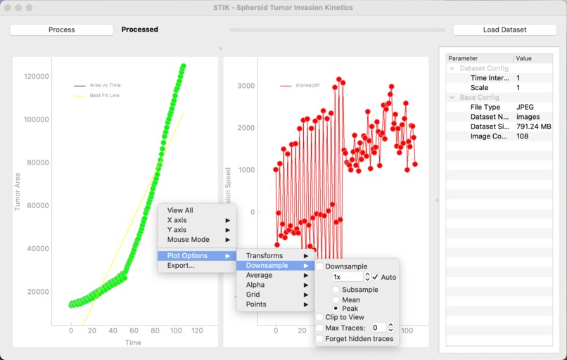 Spheroid Tumor Invasion Kinetics (STIK) GUI – screenshot 1