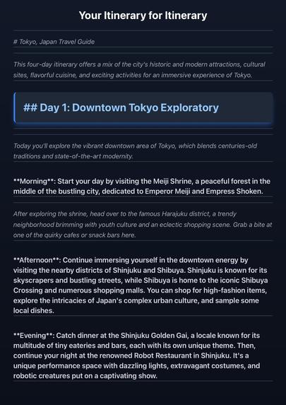 AI Travel Itinerary Creator – screenshot 1