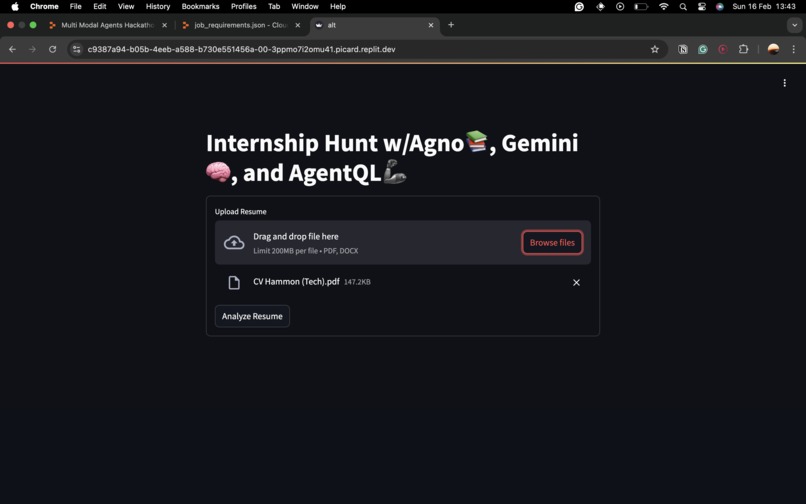 Internship Hunt w/Agno, Gemini, and AgentQL – screenshot 1