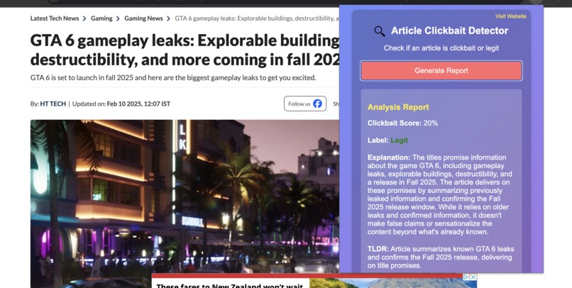 Half-stack-developers - Article Clickbait Detector – screenshot 5