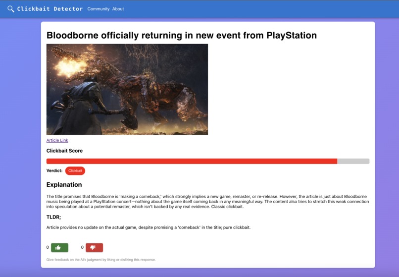 Half-stack-developers - Article Clickbait Detector – screenshot 1