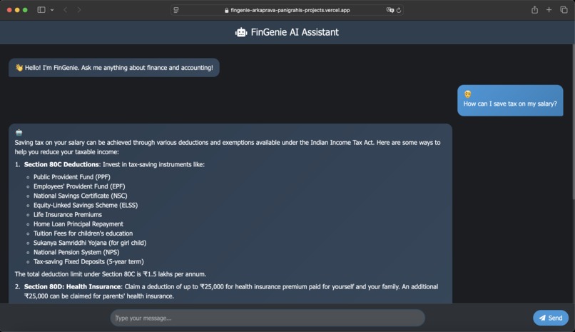 FinGenie: Your AI Accountant  – screenshot 1