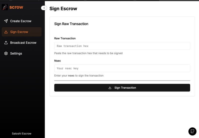 Satoshi Escrow – screenshot 1
