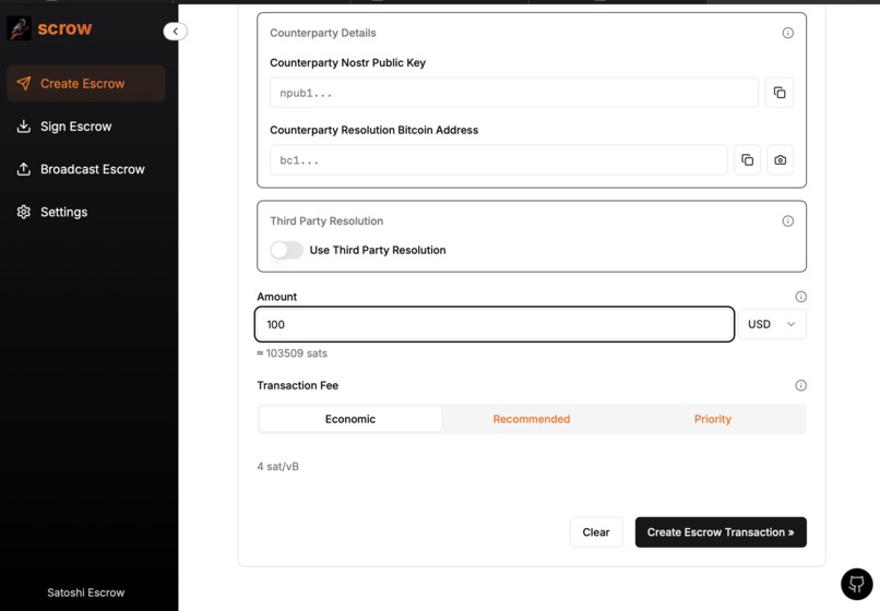 Satoshi Escrow – screenshot 5