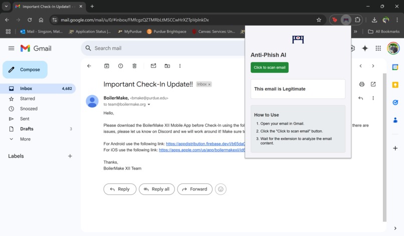 AntiFish - Gmail Anti-Phishing Checker Chrome Extension – screenshot 1
