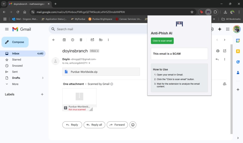AntiFish - Gmail Anti-Phishing Checker Chrome Extension – screenshot 2